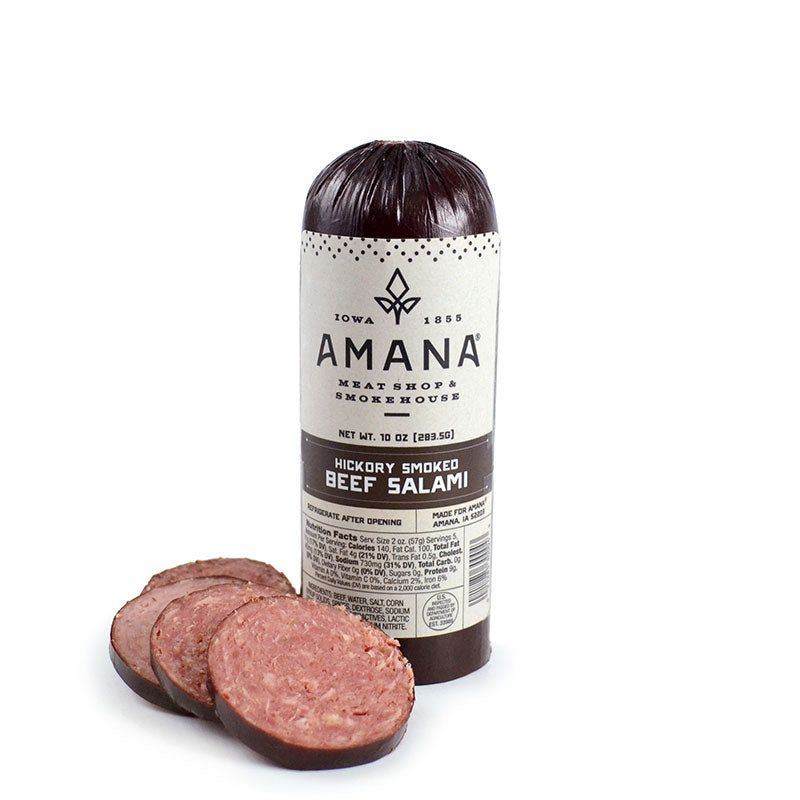 packaged hickory smoked beef salami