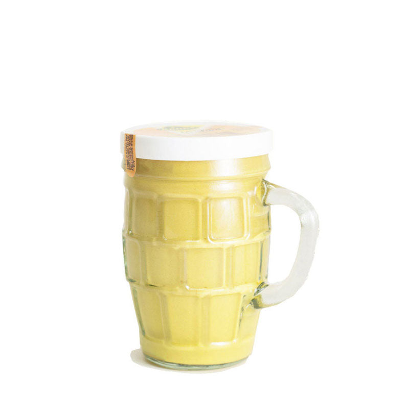 beer mug shaped container of mustard