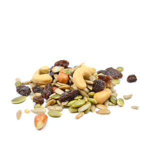 pile of trail mix showing ingredients